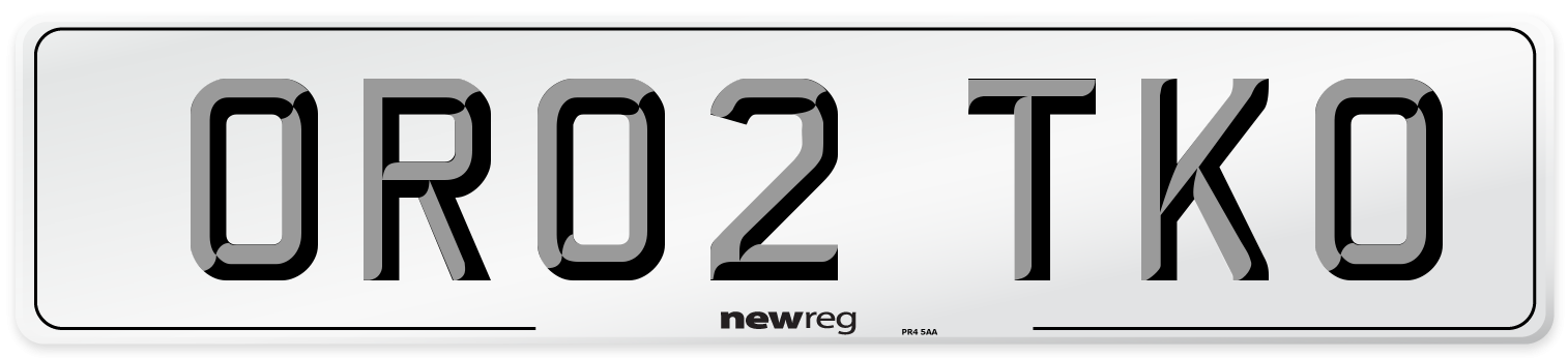 OR02 TKO Number Plate from New Reg